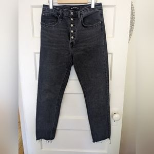 Denim Forum High Rise Black Button-Fly Jeans